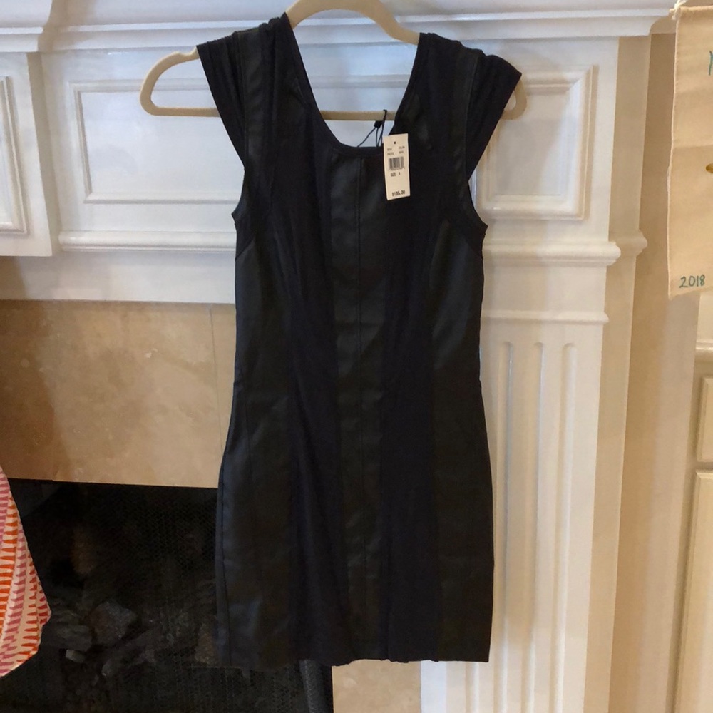 Black tight leather dress NWT